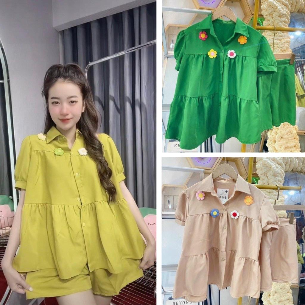 Bộ Đồ Ngủ Ngắn Tay Plus Size Họa Tiết Kẻ Sọc Hoa Thời Trang Mùa Hè Cho Nữ Mặc Nhà Đi Chơi Baby Doll