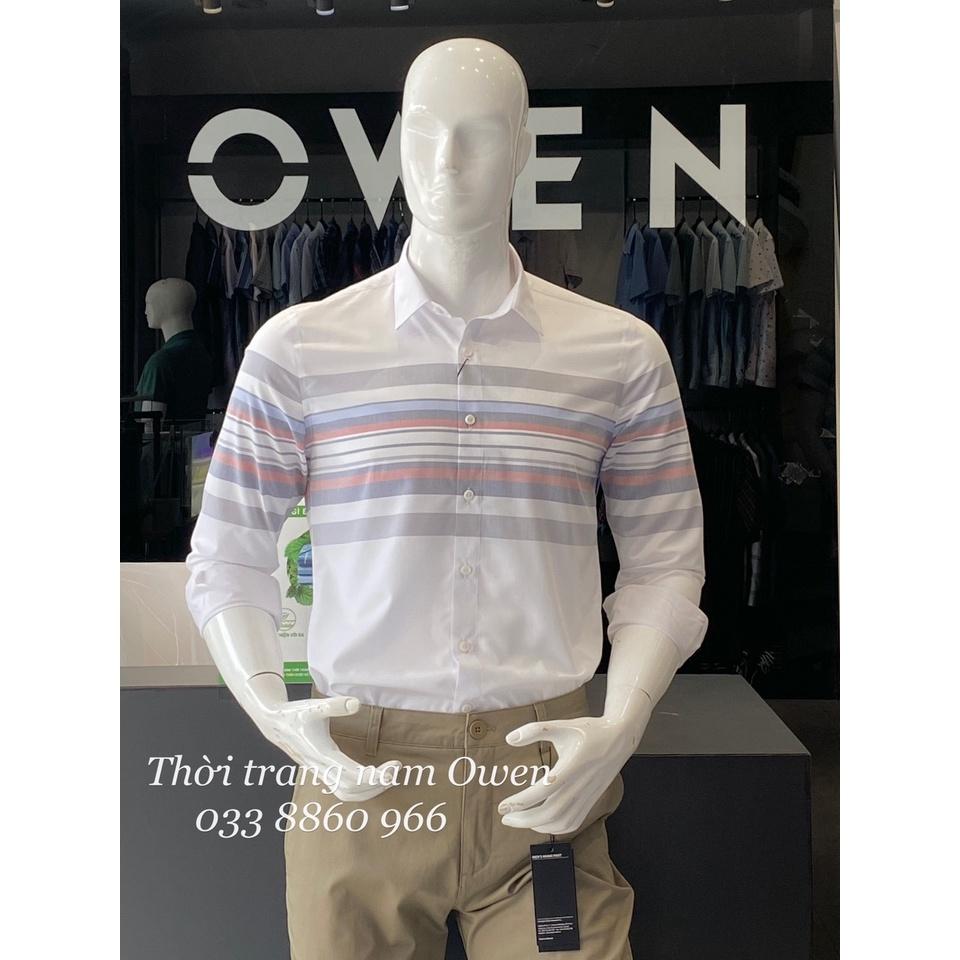OWEN - Áo Sơ mi dài tay Slimfit Owen chất sợi tre kẻ ngang 220167