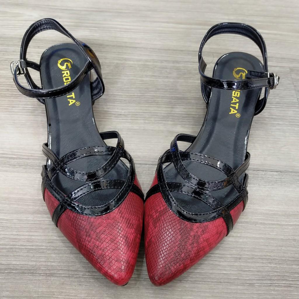 Giày sandal nữ bít mũi, da vân cao cấp ROSATA RO281 3p - trắng- HÀNG VIỆT NAM CHẤT LƯỢNG QUỐC TẾ