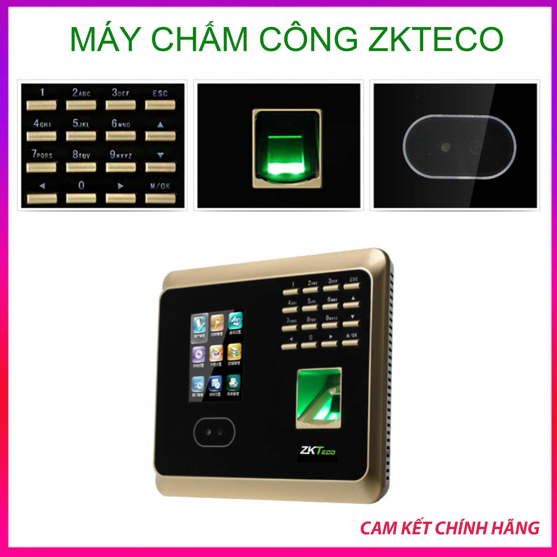 Máy Chấm Công Bằng Vân Tay, Máy Chấm Công Nhận Diện Khuôn Mặt + Dấu Vân Tay + Mật Khẩu ZKTeco - Kết Nối Wifi, Máy Tính, Điện Thoại Tốc Độ Cao, Hàng Nhập Khẩu Chính Hãng