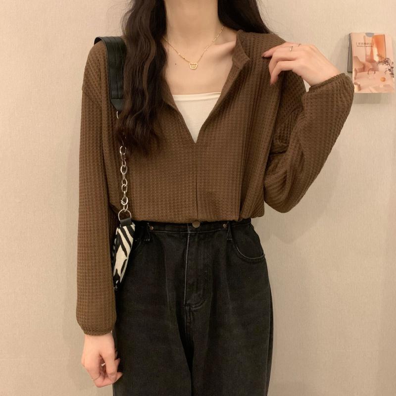 [L2M] SET 2 ÁO LIỀN NHAU TAY DÀI len dệt kim Montoghi cổ V dáng croptop nhúm eo xinh xắn