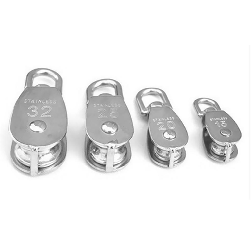 4 Pieces 304 Stainless Steel Swivel Rigging Lifting Pulley Block M15+M20