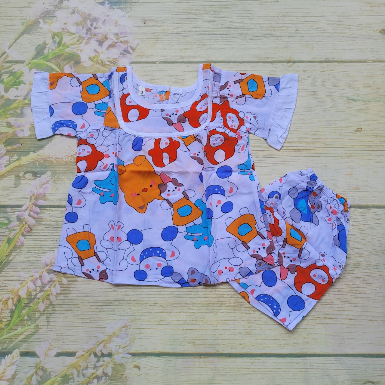 Combo đồ bộ tole lanh bé gái size 3: 7kg - 8kg
