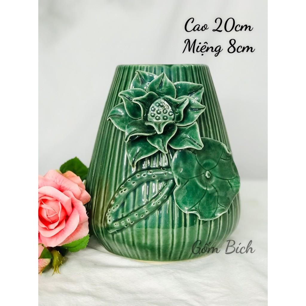 Bình Hoa Lọ Hoa Xanh Lá Đắp Hoa Nổi Nhiều Mẫu - Gốm Sứ Bát Tràng - Decor Nội Thất Văn Phòng- Trang Trí Nhà Cửa