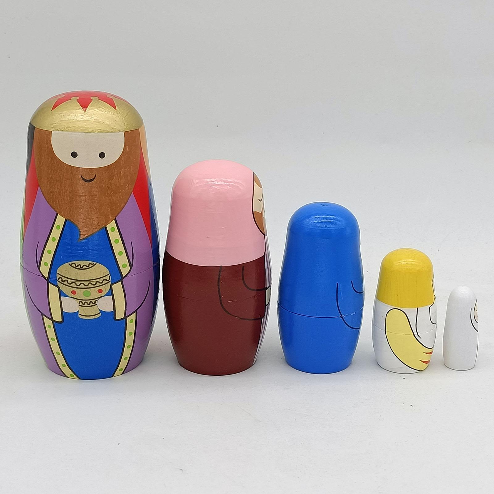 5Pcs Lovely Matryoshka Decoration Russian Nesting Dolls for Christmas Kids