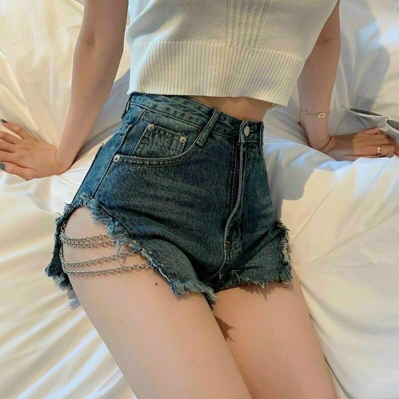 quần shorts jeans phói dây xích đùi siêu sexy-C7T