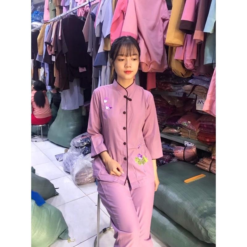 ĐỒ LAM ĐI CHÙA PHÁP PHỤC PHẬT GIÁO THÊU BÔNG