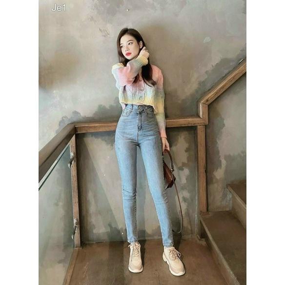 Quần jean ôm cạp siêu cao jean mềm co dãn QC l1