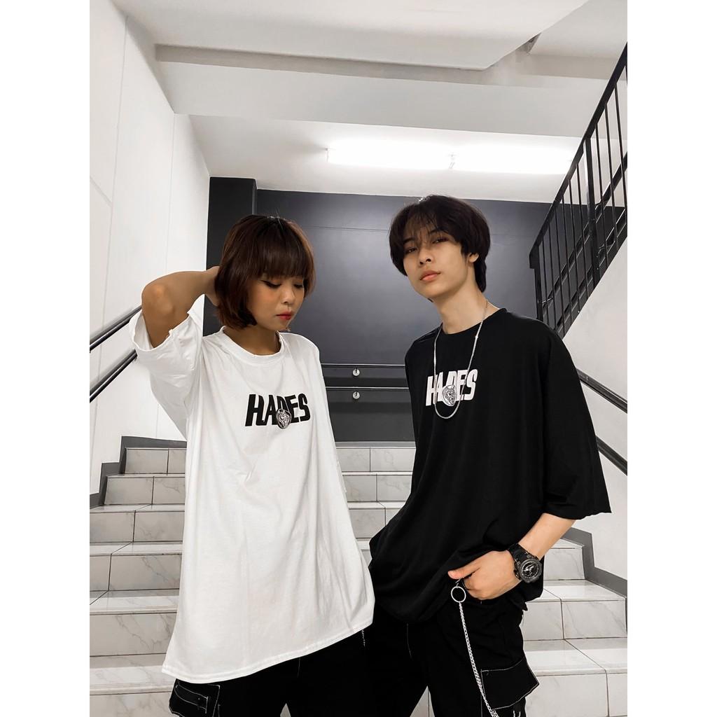 Áo thun nam nữ Hades unisex tay lỡ cổ tròn cotton trắng đen basic phom rộng oversize local brand