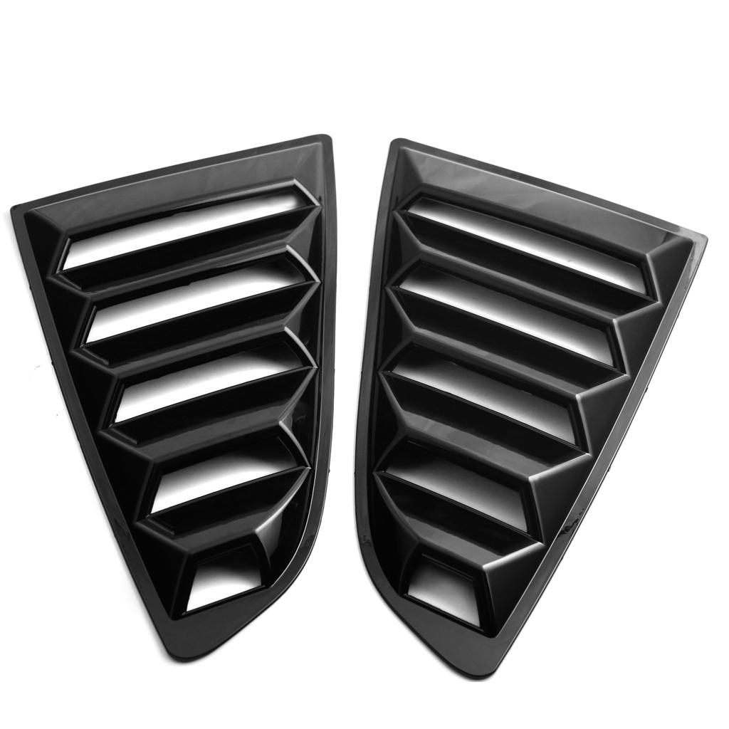 Pair Car Side Window Louver Cover 1/4 Scoop For Ford Mustang 2015-2017 Black
