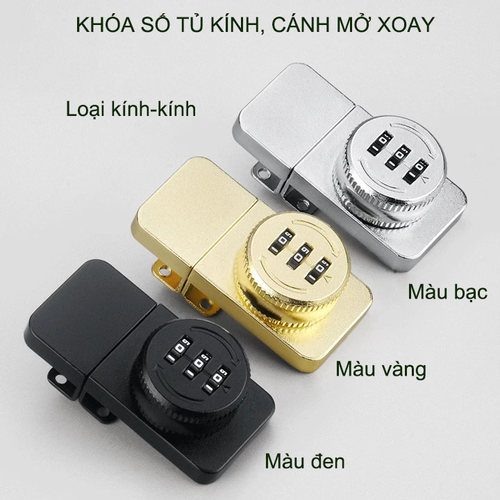 Khóa số tủ kính bằng hợp kim, loại 1 hoặc 2 cánh mở xoay, có thể thay đổi mã số