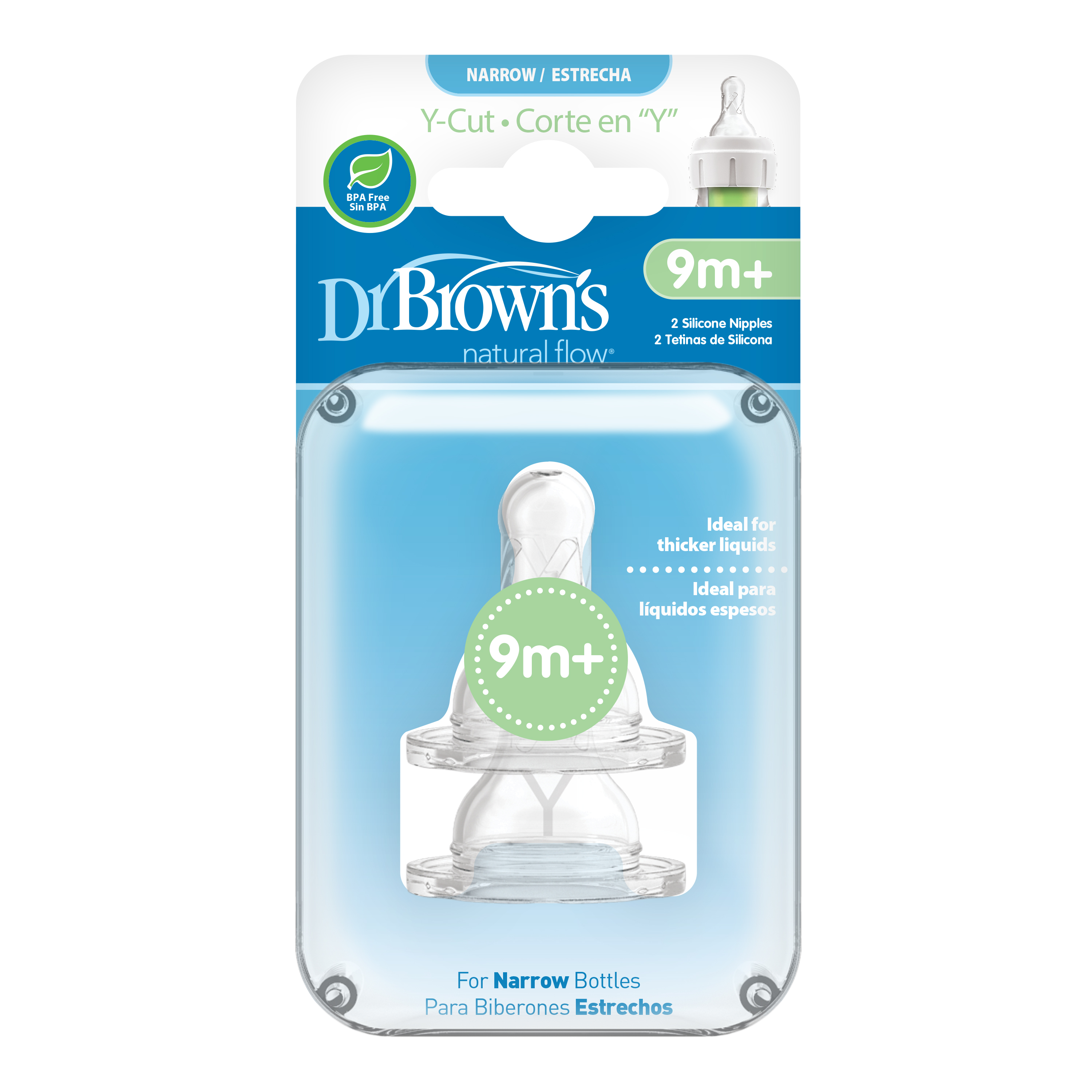 Bộ 2 núm ti Dr.Brown's bình sữa cổ thường Y-Cut (9 tháng trở lên)