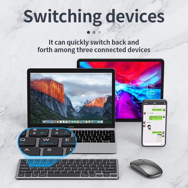 Bàn Phím Bluetooth 2.4G Không Dây Bàn Phím Hai Chế Độ Mini Bàn Phím Đa Phương Tiện Cho Laptop Tivi Di Động Điện Thoại iPad Macbook Android
