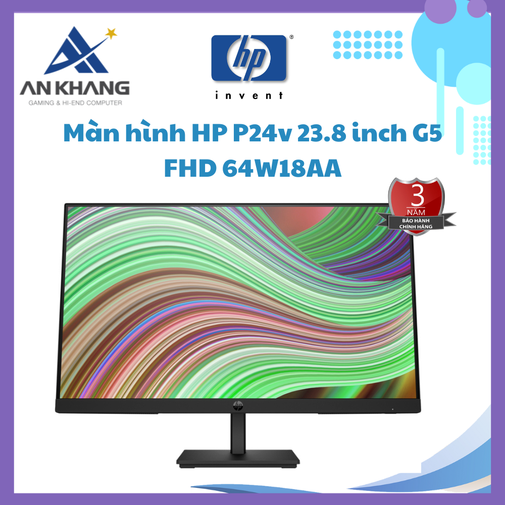 Màn hình HP P24v 23.8 inch G5 FHD 64W18AA - Hàng Chính Hãng - Bảo Hành 36 Tháng Tại HP Việt Nam [Lỗi 1 đổi 1]