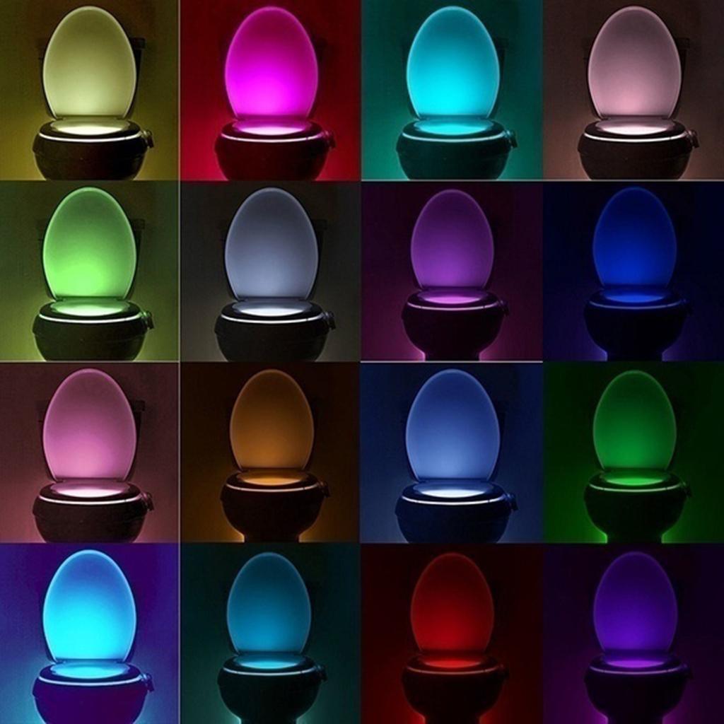 2 Pieces LED Toliet Bathroom Night Lamp Auto Activated 16 Colors Light