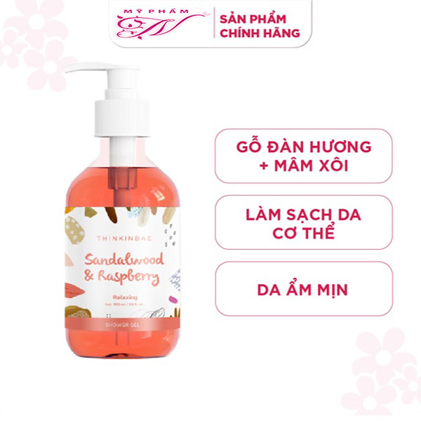 Sữa tắm nước hoa Thinkinbae hương Gỗ đàn hương &amp; Quả mâm xôi 300ml