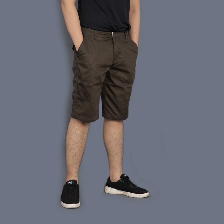 Quần short nam quần lửng mặc nhà mặc đi chơi đi dạo chất kaki ba màu đen xanh rêu và nâu