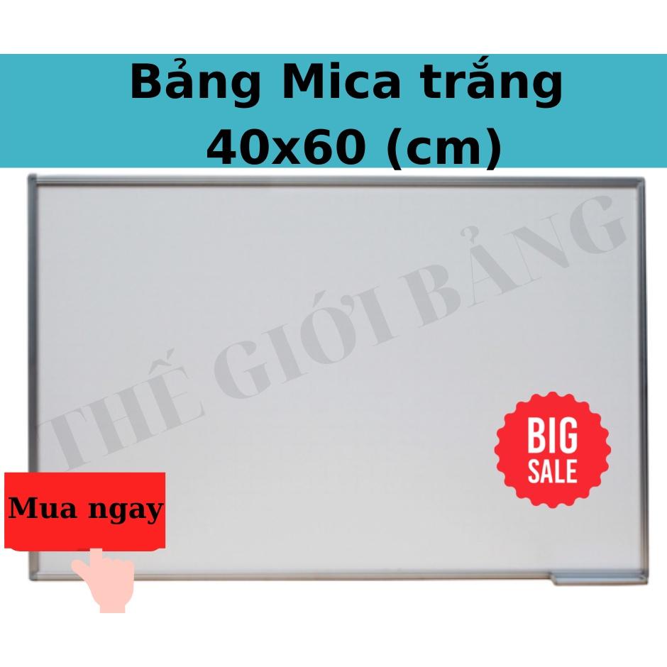 Bảng MICA 40x60 viết bút lông viền nhôm - có khay đựng bút, tặng bút (LOẠI TỐT)