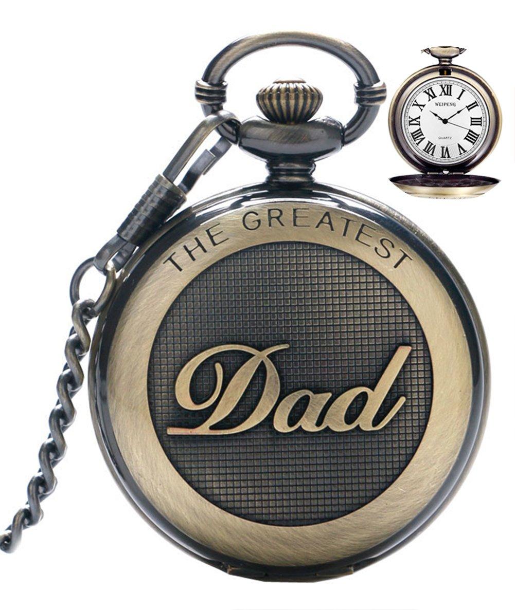 Pocket Watch for Men, Quartz Pocket Watch với chuỗi nam, mặt dây chuyền đồng hồ với chữ số La Mã cho cha/quà tặng sinh nhật ông nội retro cho người cha ban ngày