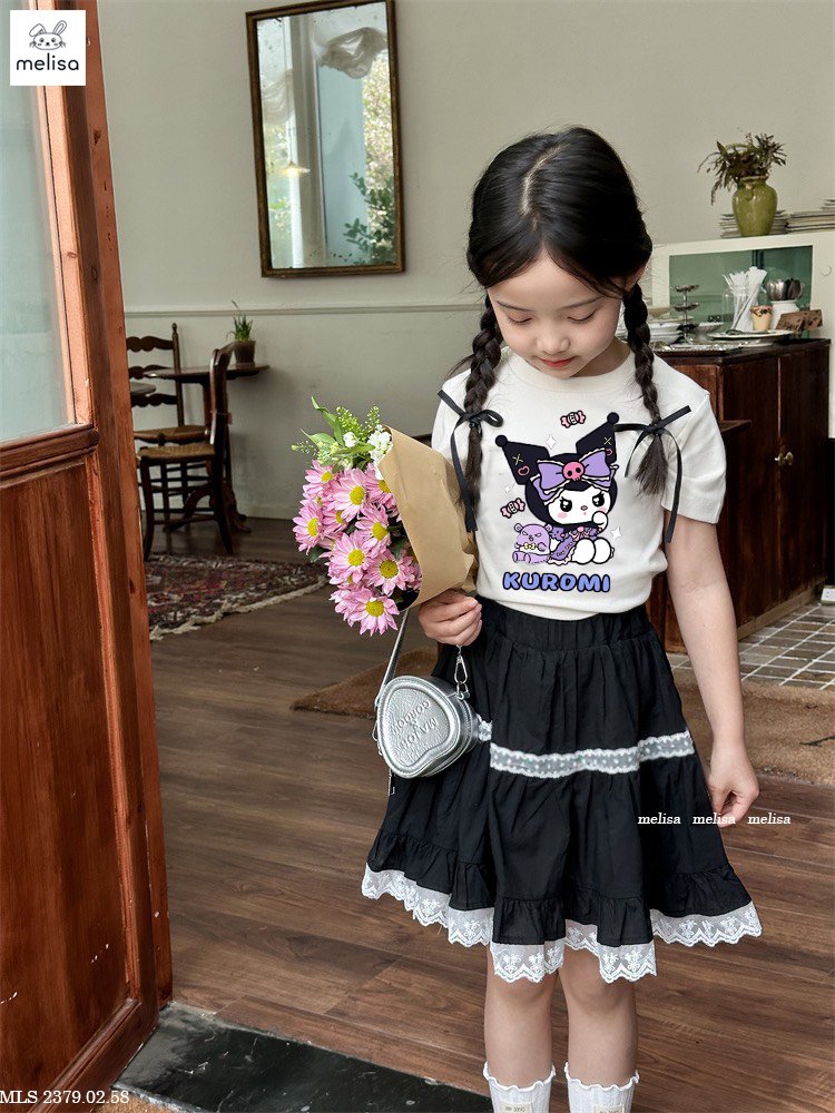 Set váy cho bé gái kuromi đi hơi đi học năng động size 10-40kg hàng thiết kế cao cấp