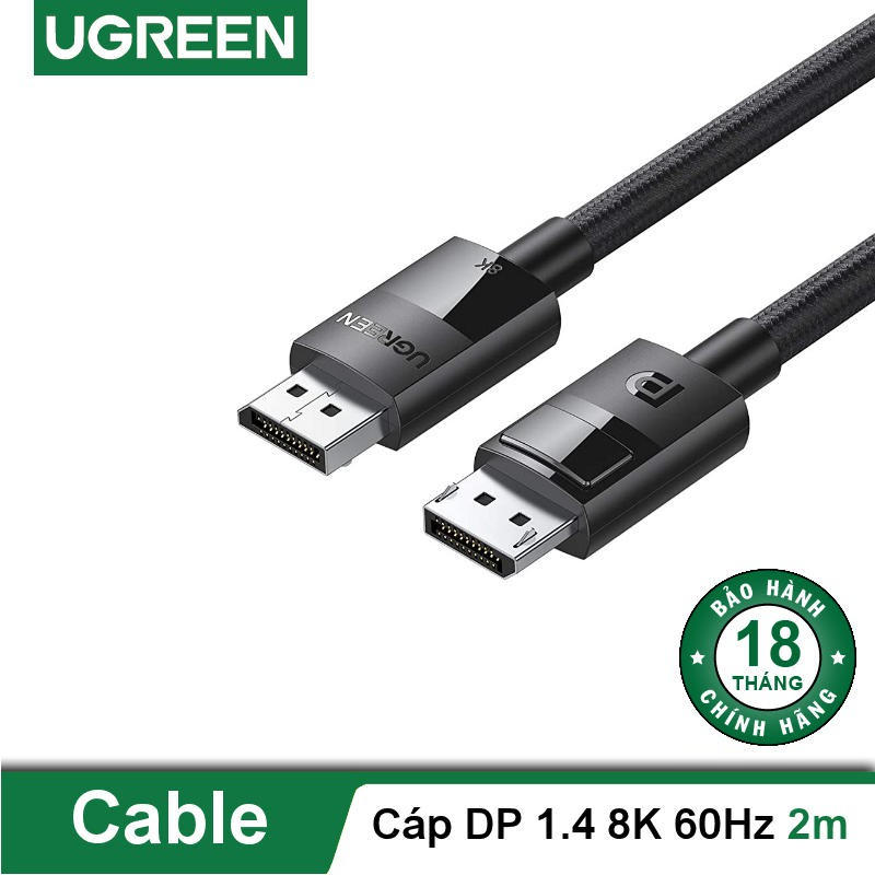 Cáp DisplayPort 1.4 8K 60HZ dây bện dài 1-3m cao cấp UGREEN DP114 - Hàng nhập khẩu chính hãng