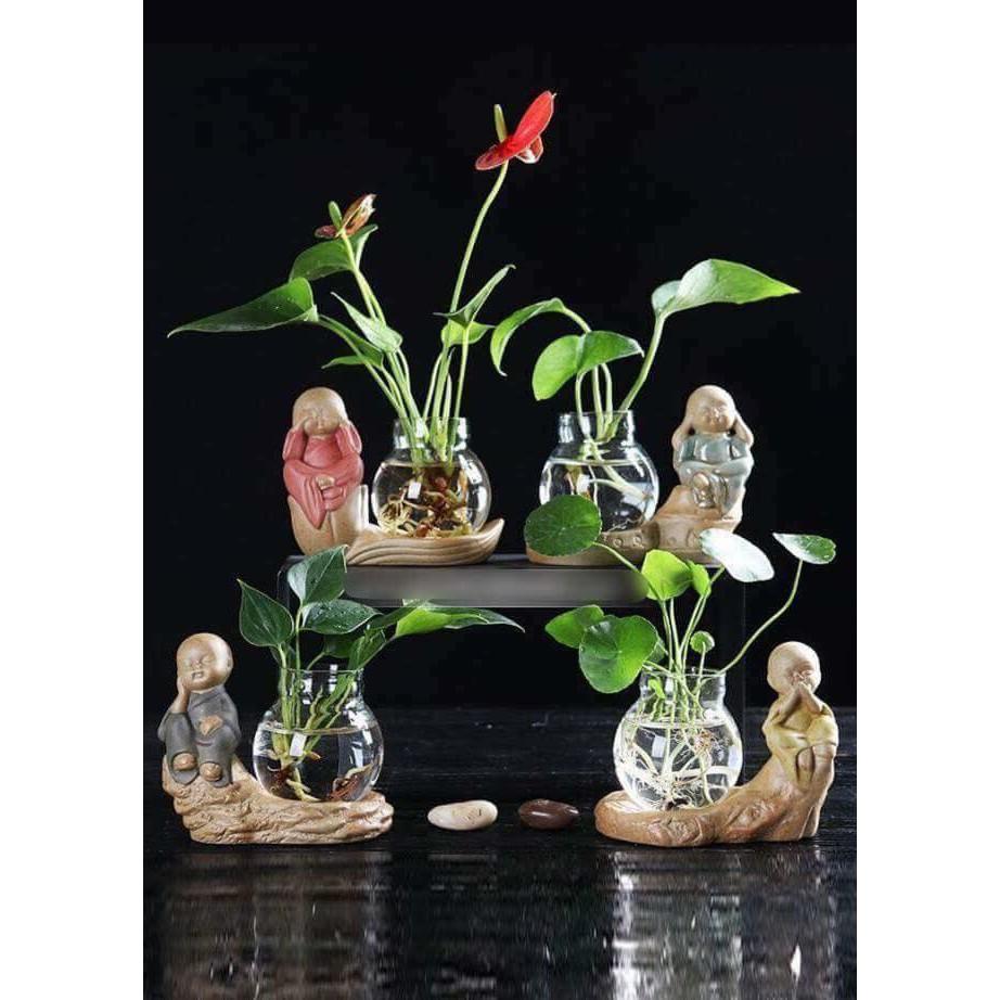 Set tượng 4 không an lạc kèm lọ hoa phong thủy dùng trồng cây, nuôi cá cảnh