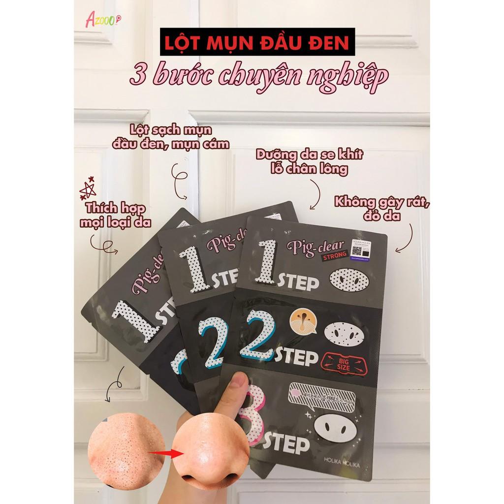 [Siêu Sale Cận Date] Bộ Lột Mụn Đầu Đen 3 Bước Holika Holika Pig Nose Clear Black Head Strong 3g