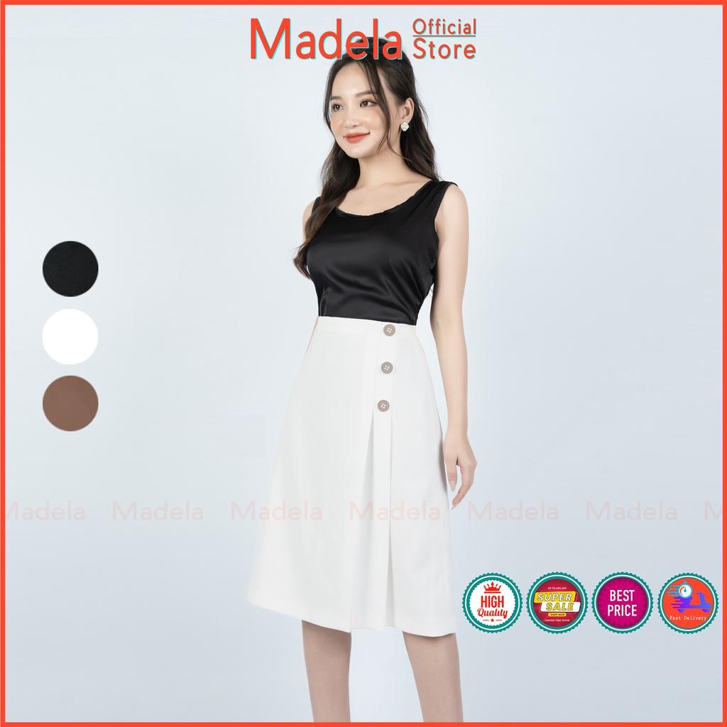 Chân Váy Dáng Dài Xếp Ly dáng Chữ A midi Madela lệch tà , phong cách công sở , thanh lịch, chất liệu dày dặn vải mềm mịn , có nhiều màu và size để lựa chọn- CVLD07