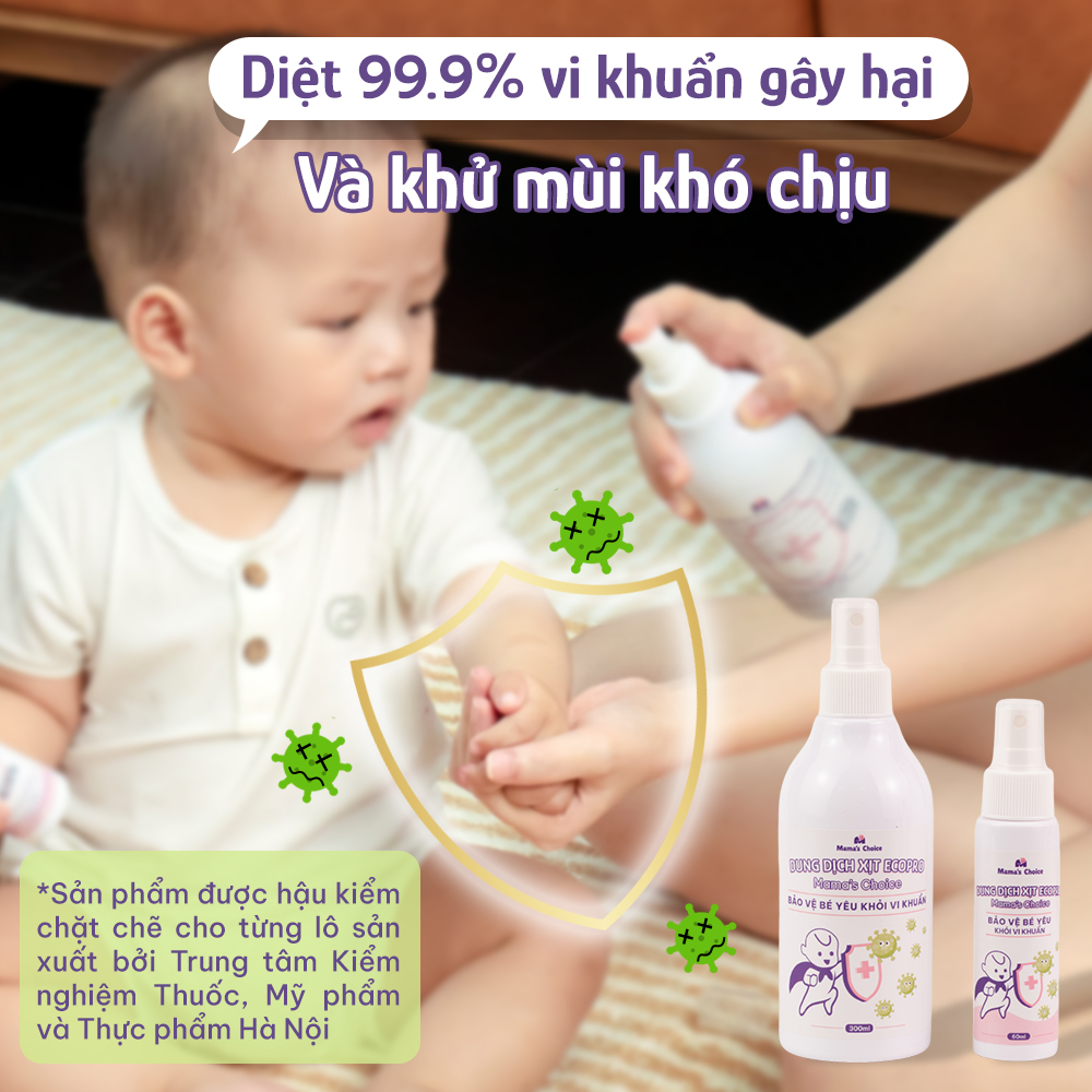 Xịt Khử Khuẩn EcoPro Mama's Choice, Xịt Khuẩn Đồ Dùng Cho Bé, Bình Sữa Núm Ti Giả, Bảo Vệ Bé Yêu An Toàn