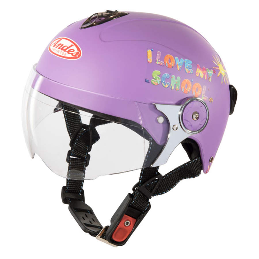 Mũ Bảo Hiểm Trẻ Em Andes 12 Đầu Có Kính 3S108SK Tem Nhám S83 – Tím