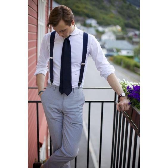 Dây đeo quần nam chữ Y 3.5cm khóa kẹp - dây yếm quần nam cao cấp màu nâu sáng