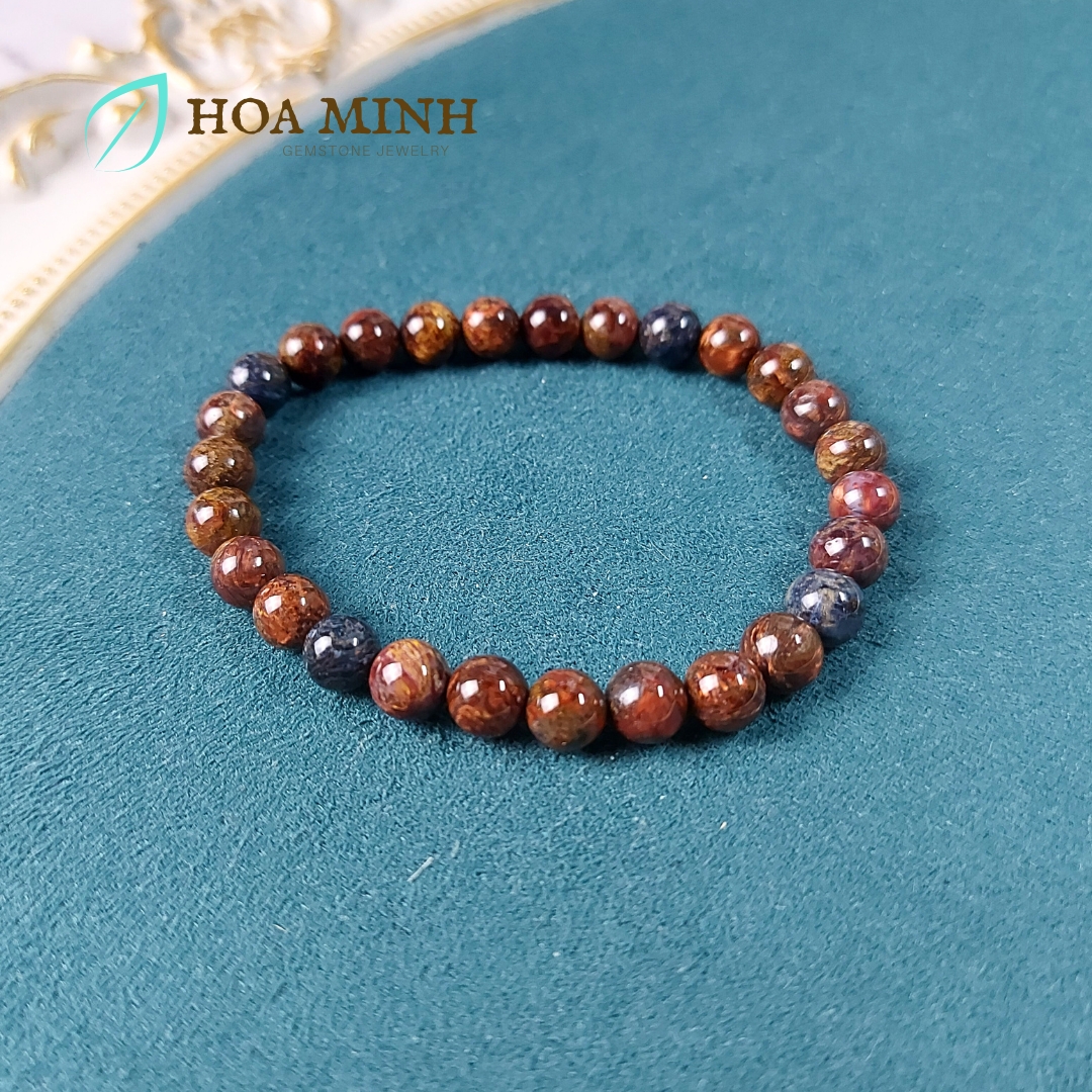 Vòng tay đá Pietersite "Giông Bão" thiên nhiên size 7 li hợp mệnh Thủy Mộc