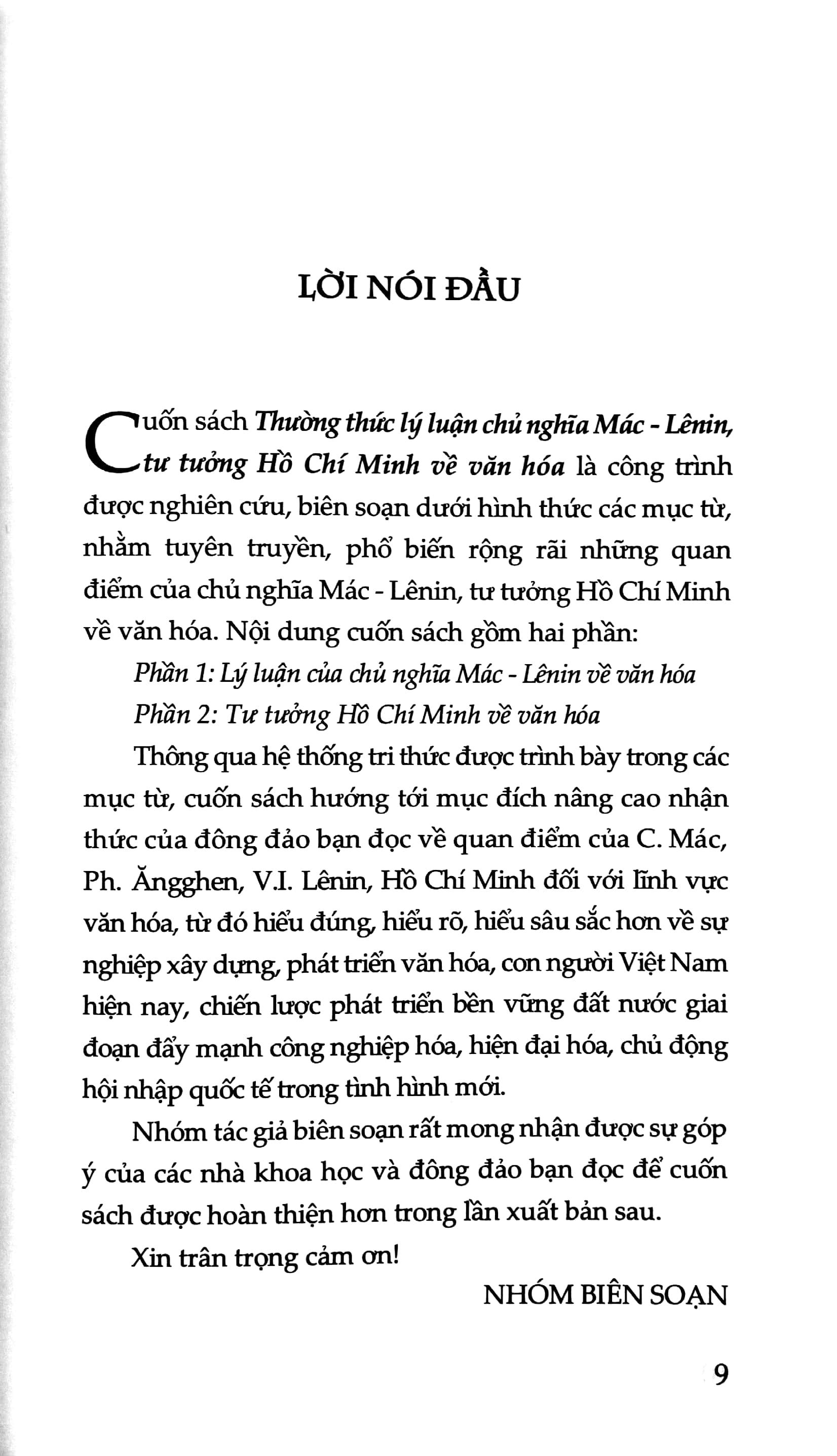 Thường Thức Lý Luận - Chủ Nghĩa Mác - Lênin, Tư Tưởng Hồ Chí Minh Về Văn Hóa