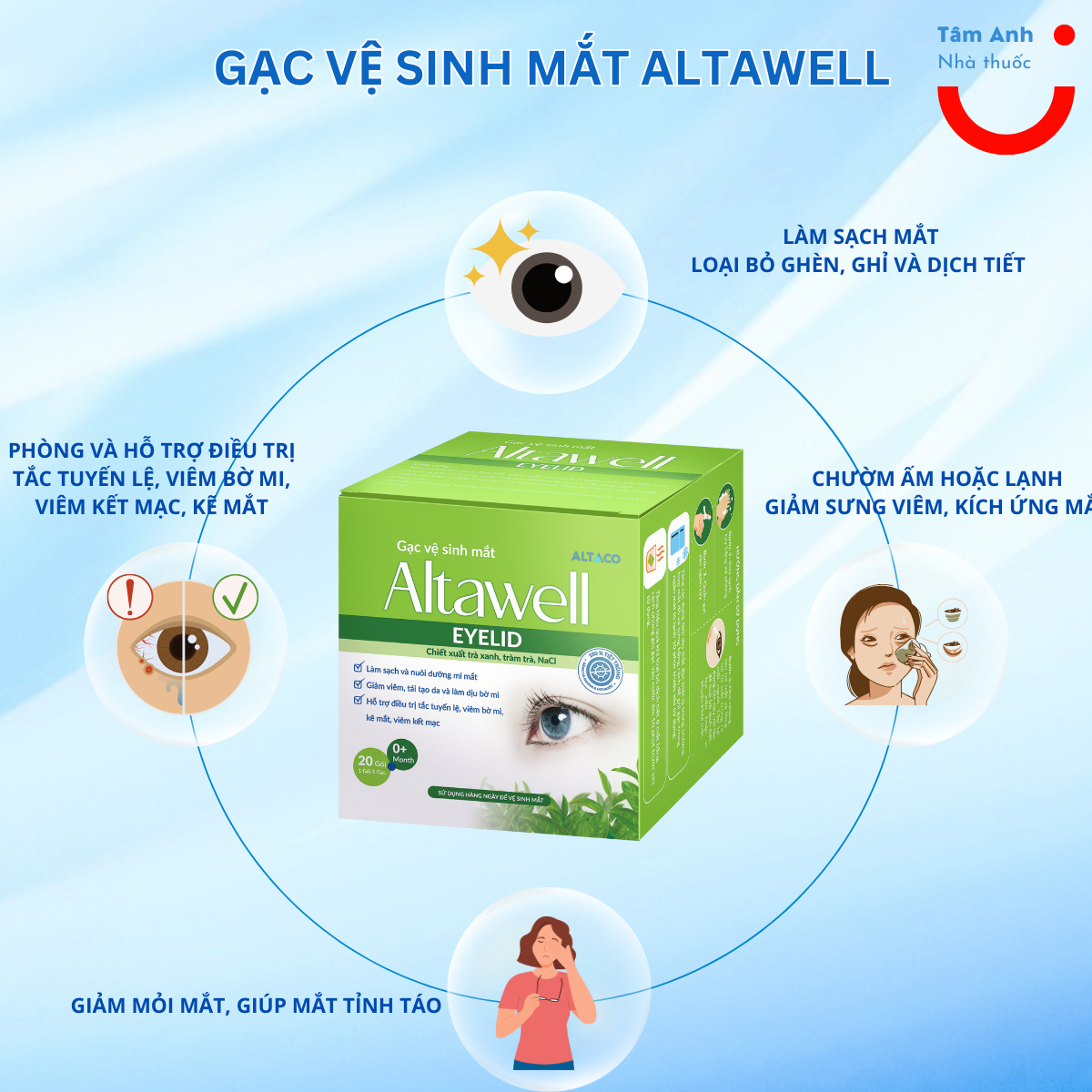 Gạc mắt Altawell lau mắt, vệ sinh - Altawell Eyelid Cleansing Wipes