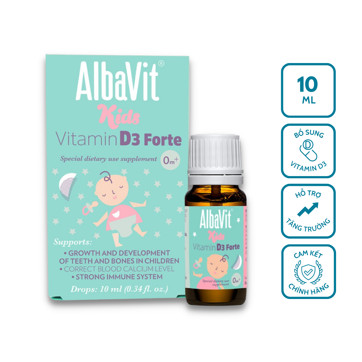 Vitamin nhỏ giọt Albavit Kids Vitamin D3 Forte (Lọ 10ml)