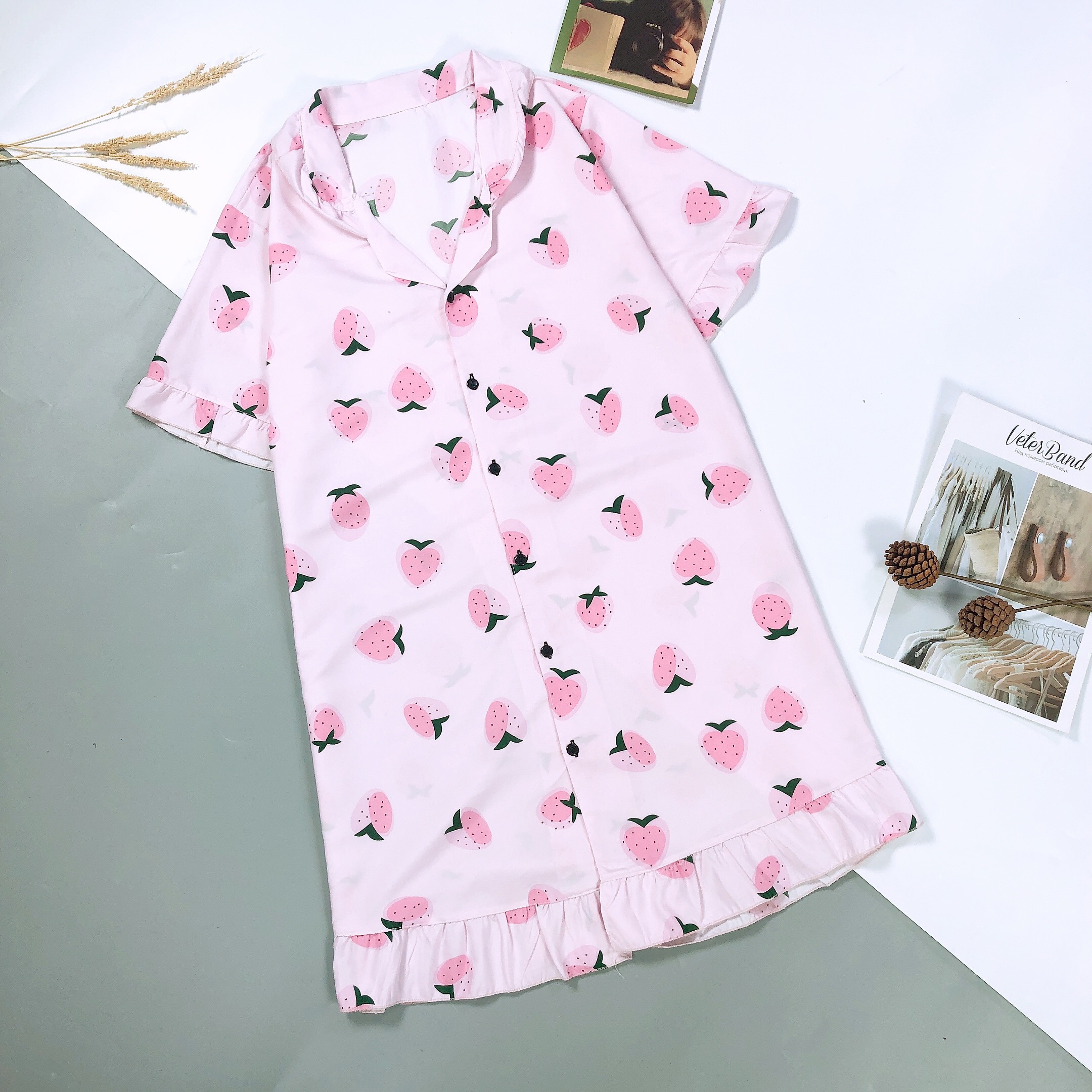 Mẫu mới về Váy ngủ Pijama cực hot hit cổ phối bèo xinh xắn