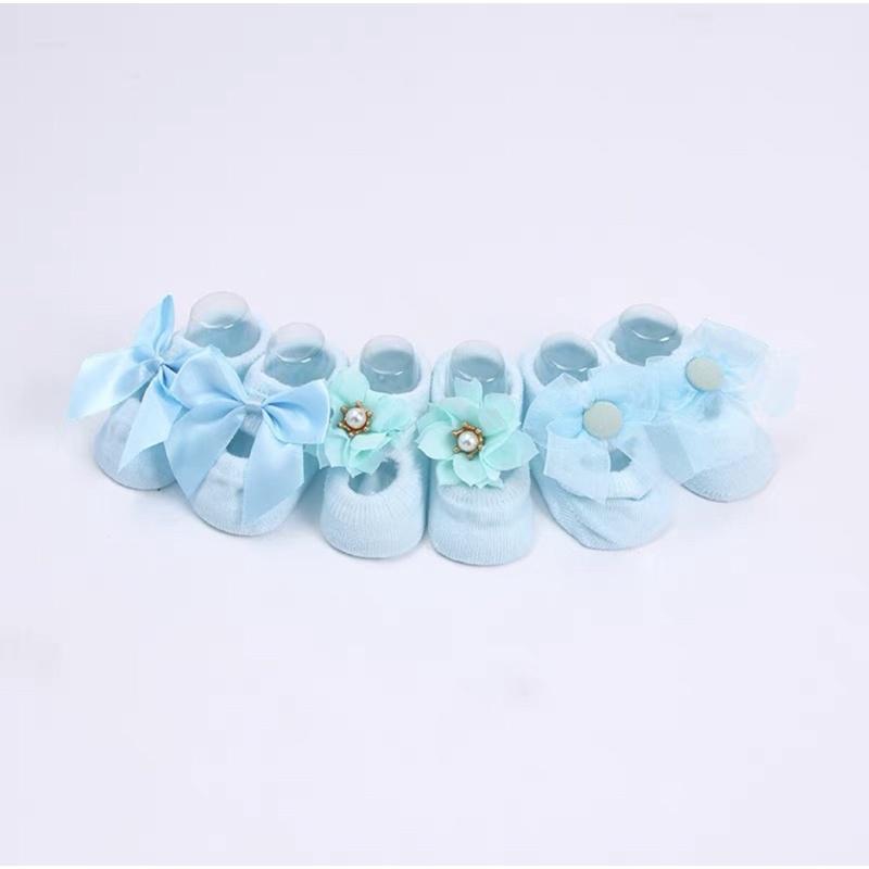 Tất hài đính nơ chống trượt cho bé gái