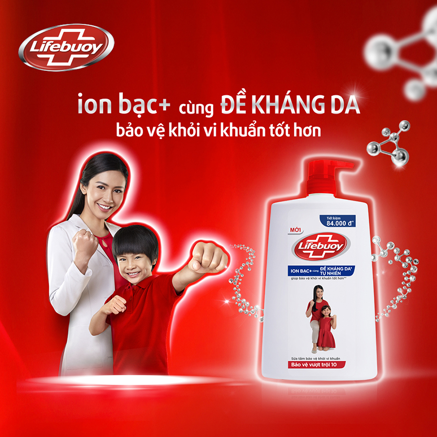 Sữa Tắm Lifebuoy Sạch Khuẩn Bảo Vệ Vượt Trội Mạnh Mẽ Chứa Ion Bạc+ Hỗ Trợ Cùng Đề Kháng Da Tự Nhiên Chai 1100G