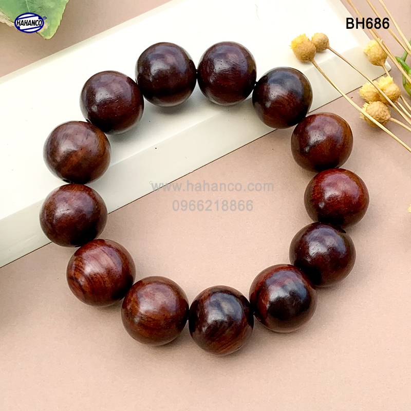 Vòng gỗ Trắc nhẵn bóng tự nhiên (Đủ size) bình an và may mắn (BH686) bền vĩnh viễn - Bracelets of HAHANCO