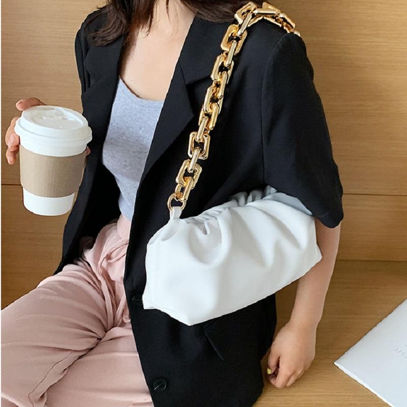 Phong Cách Mới Chất Lượng Cao Mềm Mại Da Đồng Màu Xếp Ly Túi Tote Thời Trang Nữ Thiết Kế Mua Sắm Túi Cầm Tay Đeo Vai Sát Nách Túi