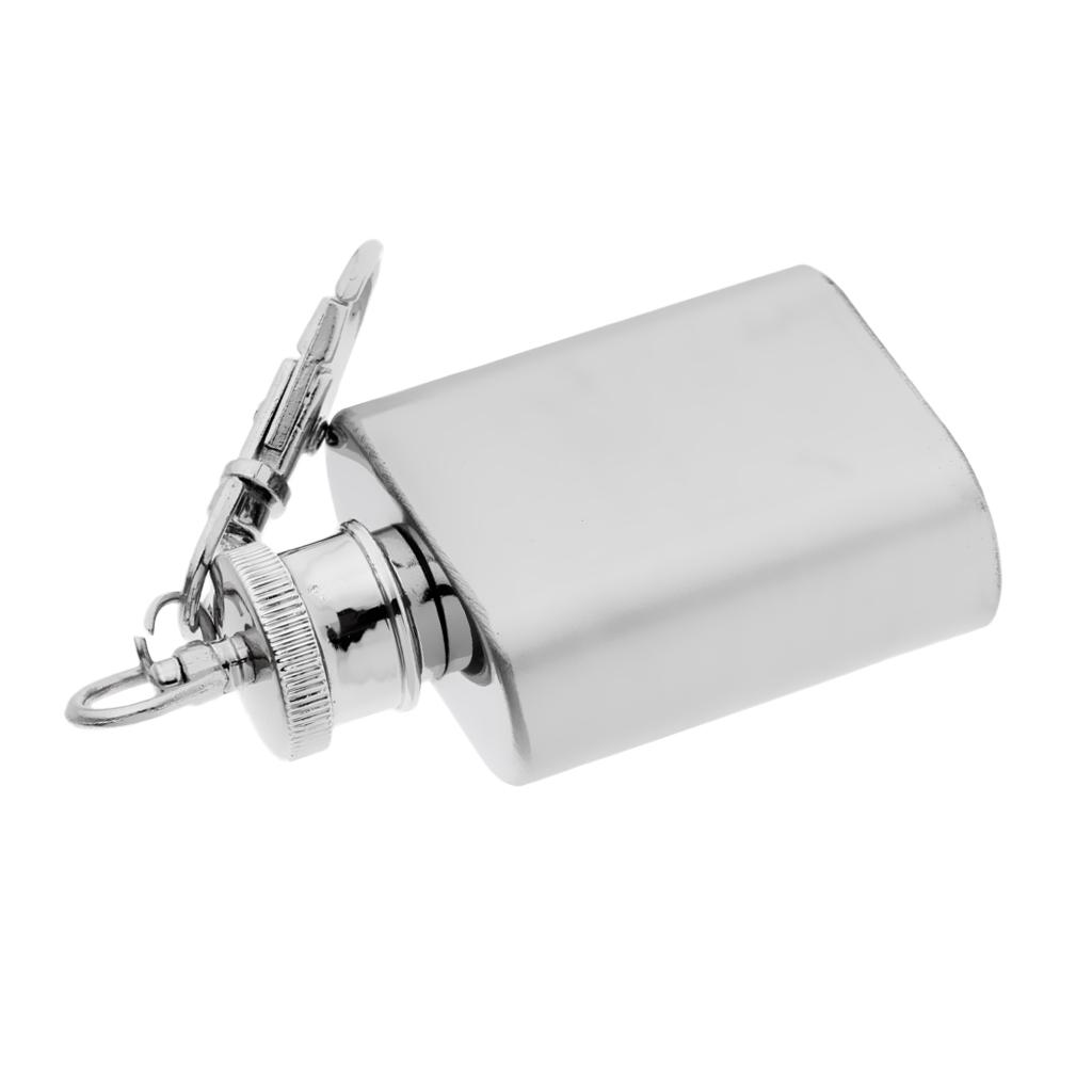 Mini Pocket Hip Flask Key Keychain Stainless Steel Liquor Barware 28ml