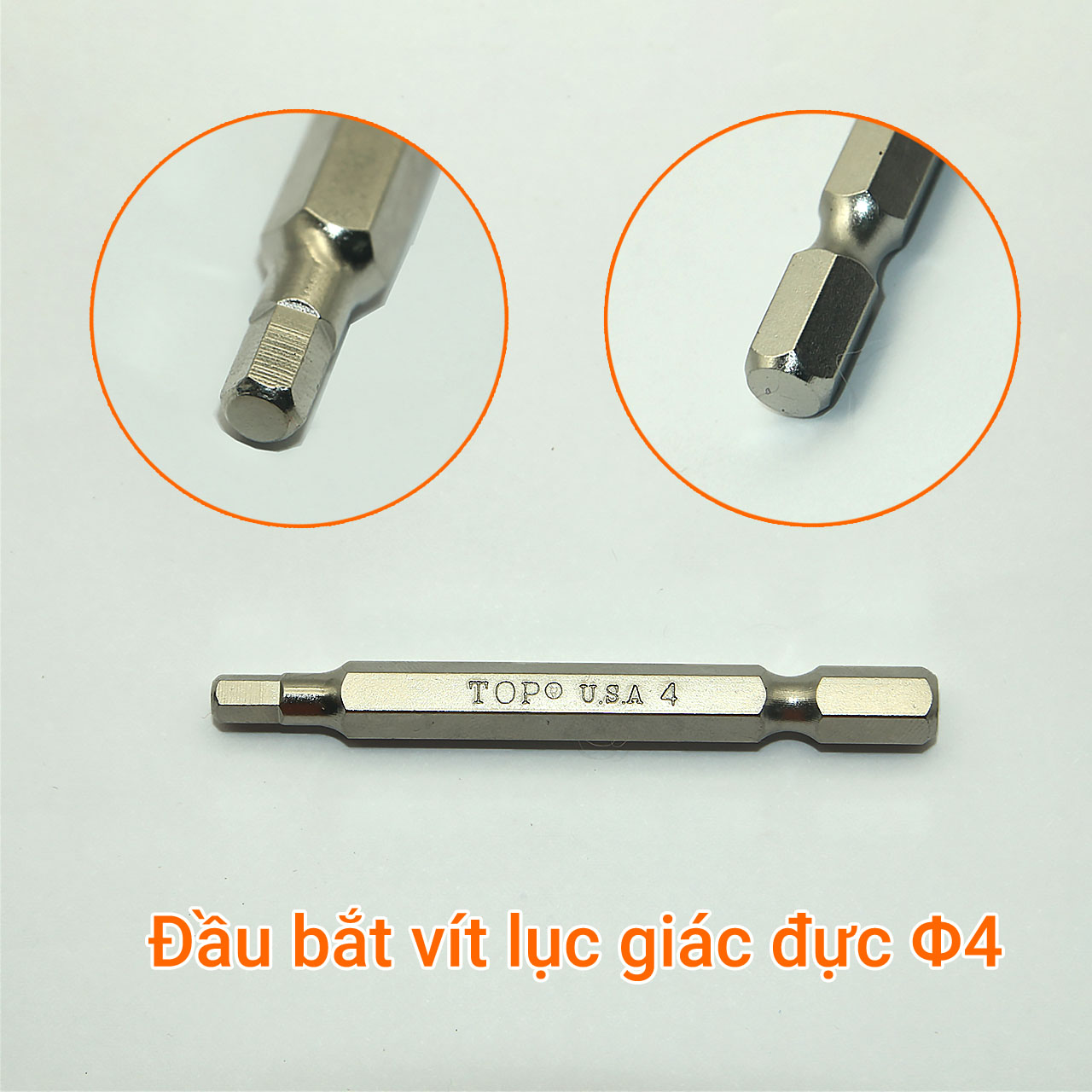 Vỉ 10 đầu bắt vít lục giác đực 4mm dài 65mm