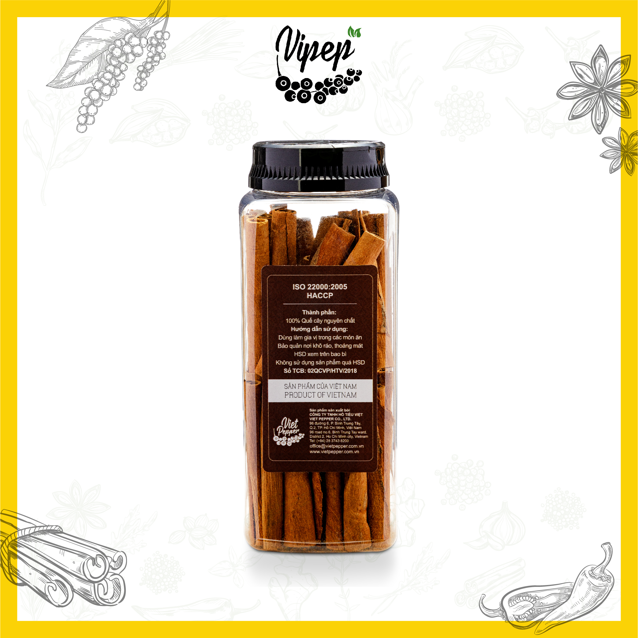 Quế Cây Tự Nhiên Vipep Hũ Nhựa 200g