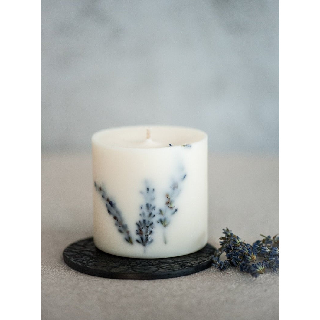 Nến thơm cao cấp bằng sáp đậu nành, trang trí với hoa lavender Pháp thư giãn và lãng mạn, hương thơm tự chọn