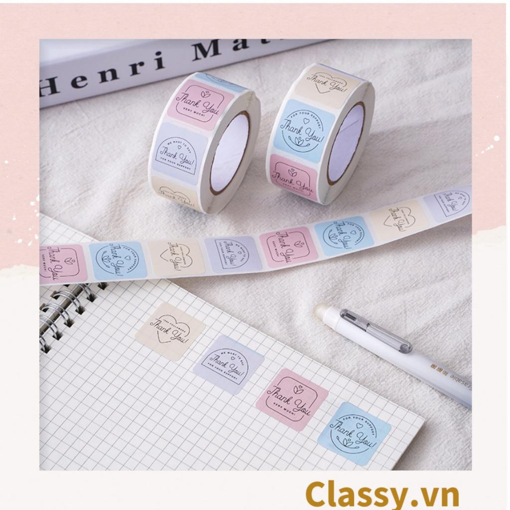 Cuộn 500 miếng tem vuông Decal in nhiệt, sticker Thank You giá rẻ, tem dán bán sản phẩm tô điểm gói quà Q1693