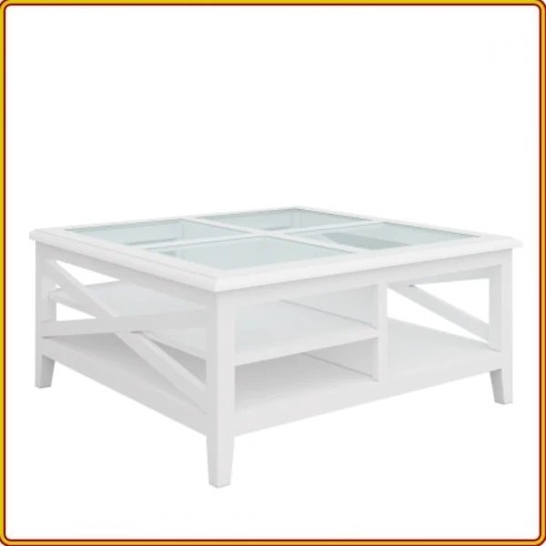 Bàn trà vuông Juno Sofa mặt kính 100 x 100 x 45 cm