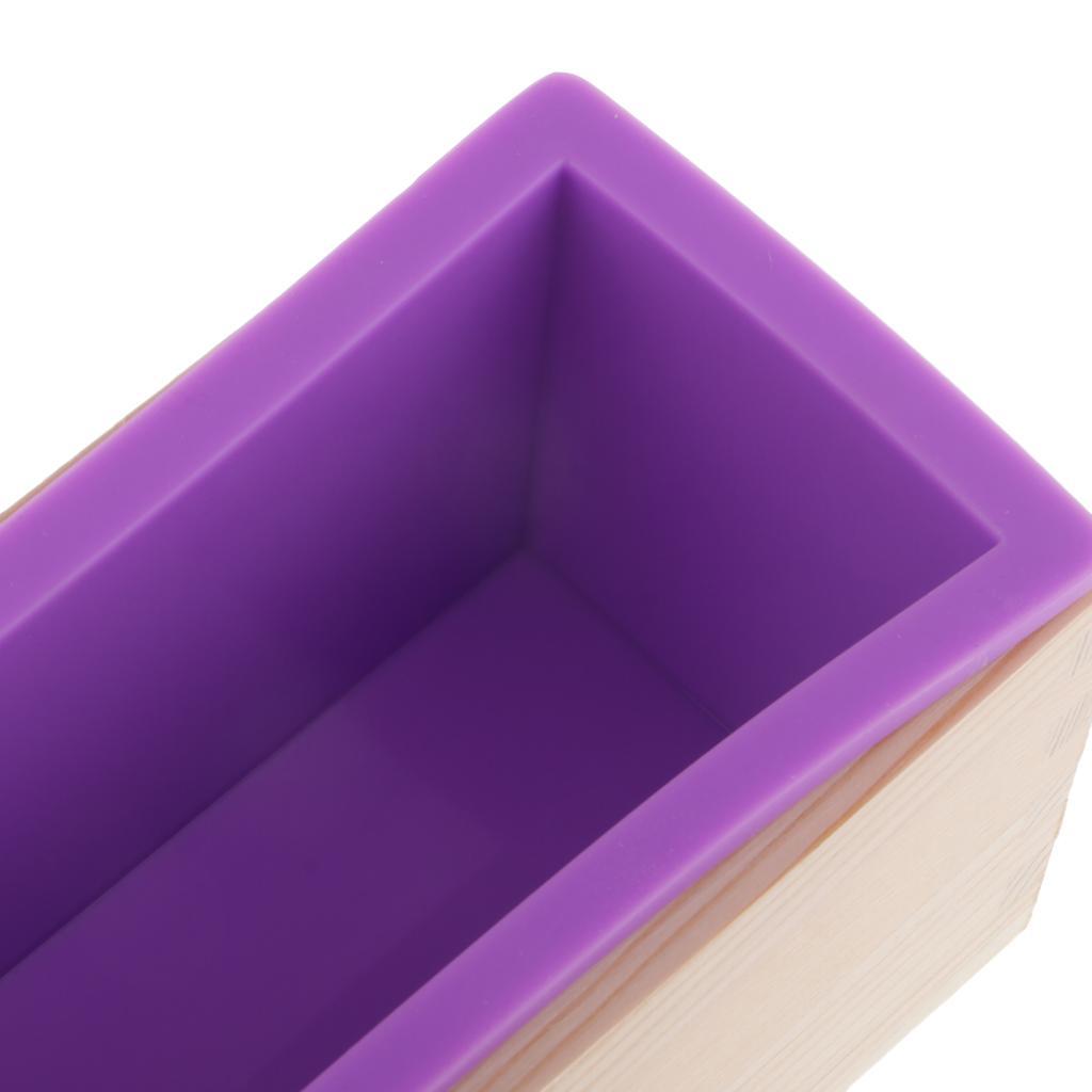 Flexible Rectangular Silicone Soap Loaf Mold with Wood Box for Handmade Soap Making Supplies, Also for DIY Chocolate, Cake, Bread, Toast Baking