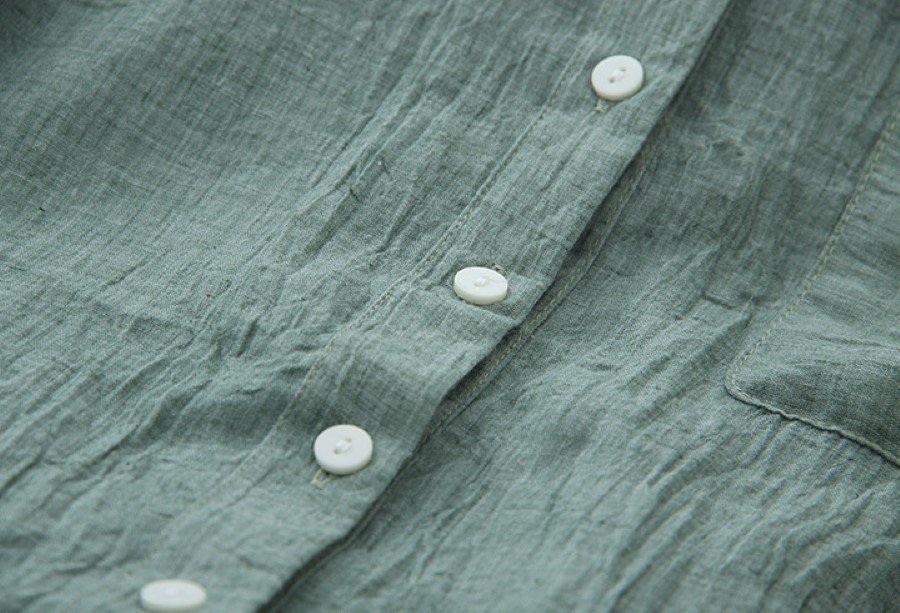 Áo sơ mi nữ cổ trụ tàu , tay lỡ vải đũi mềm form rộng phong cách hàn quốc cao cấp Đũi Việt S172