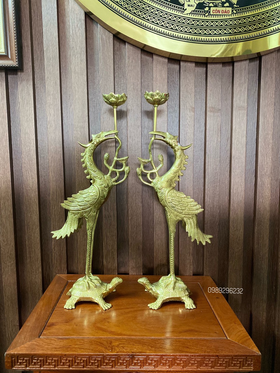 Đôi Hạc thờ bằng đồng cao 42cm