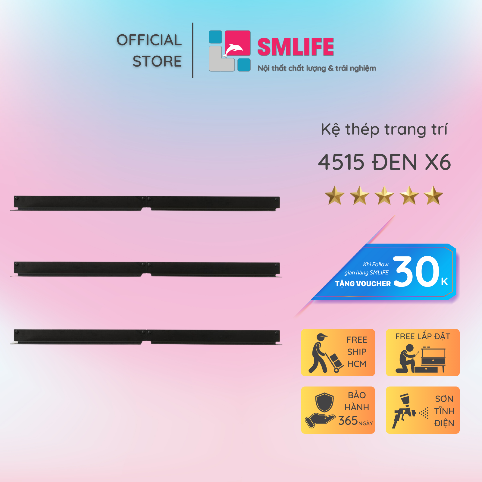 Kệ sách treo tường 4515 (set 6)